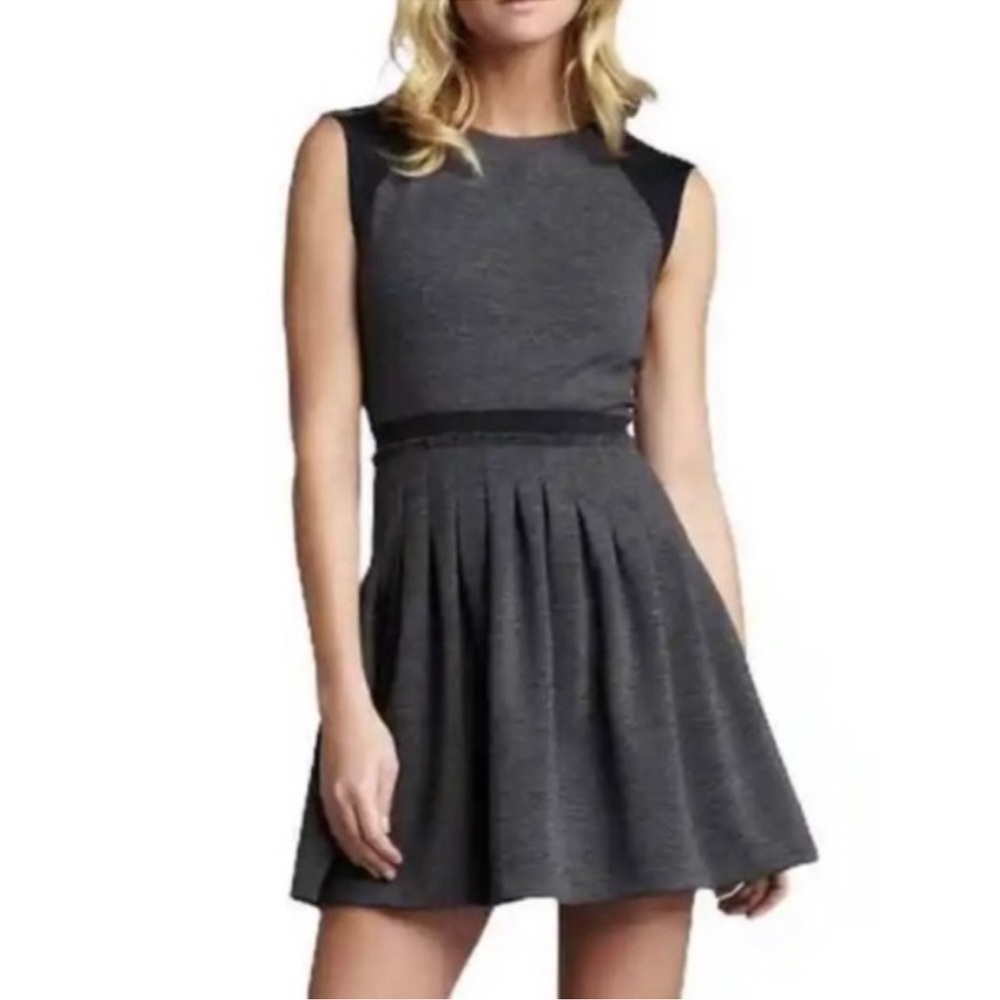 Rebecca Taylor Cap Sleeve Ponte Dress Dark Grey Size 6 Designer Career MSRP $495